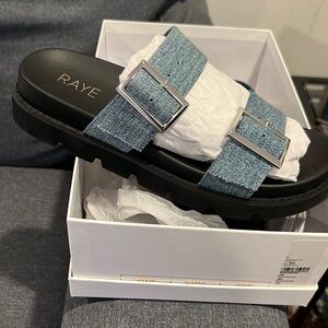 RAYE clifton denim sandals size 9